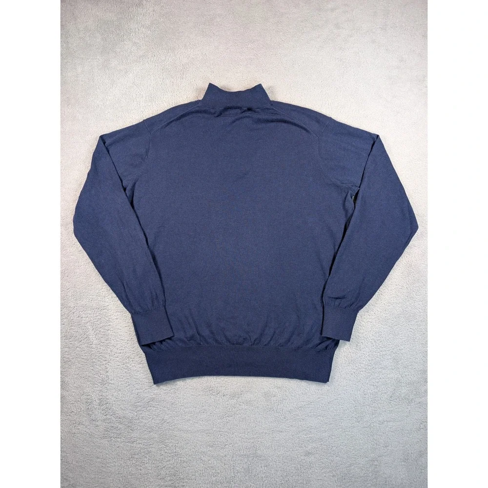 Peter Millar Crown Soft Blue Cotton Silk‎ Quarter Zip Sweater Mens Large L